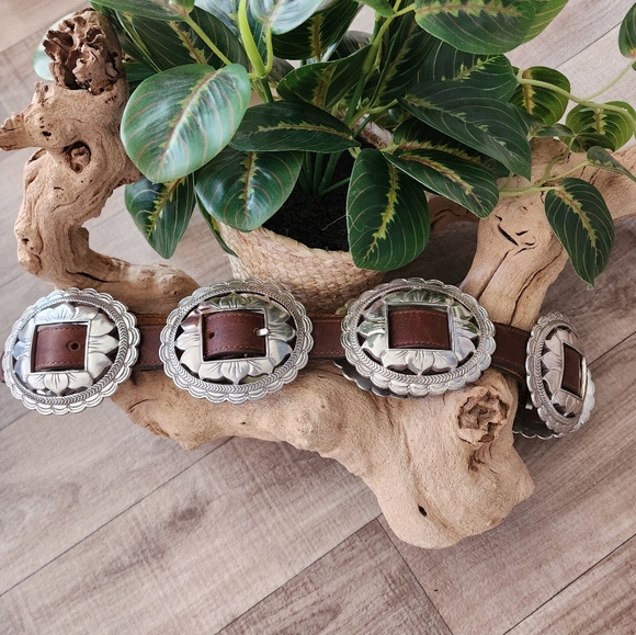 Brighton Accessories - Brighton Brown Leather Sunflower Concho Belt